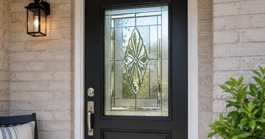 technician replacing a cracked decorative glass panel in Brownridge, Thornhill