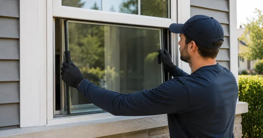 technician boarding up broken window during emergency glass repair Langstaff, Thornhill