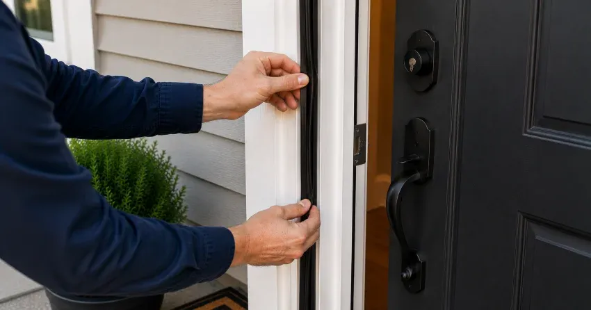 technician performing light test on door seal in Langstaff, Thornhill