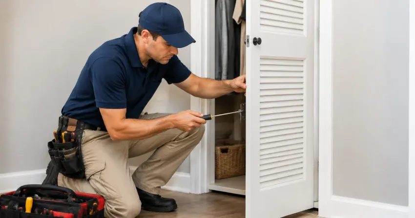 technician repairing doorbell button and wiring in Beverley Glen, Thornhill