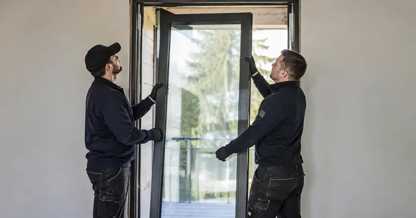 new glass panel being fitted into door frame in German Mills, Thornhill