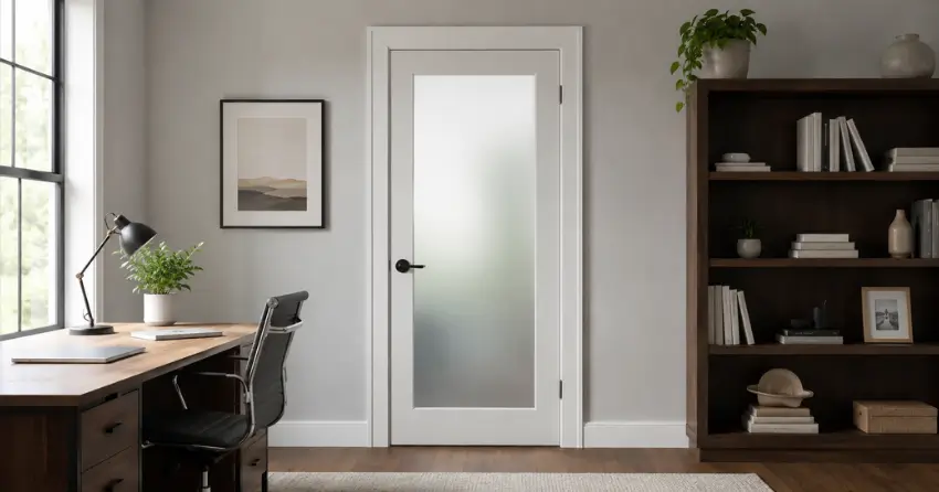 frosted interior door installed in home office in German Mills, Thornhill