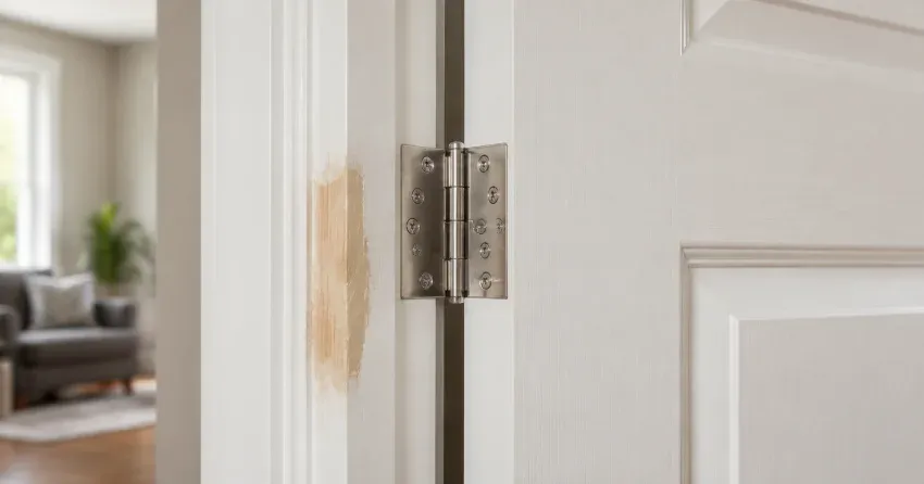 technician checking a warped door against a straightedge in Langstaff, Thornhill