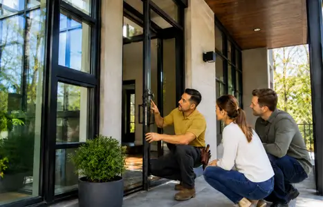Modern home exterior with floor-to-ceiling windows by Windows & Doors Thornhill