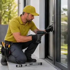 A recently completed window installation